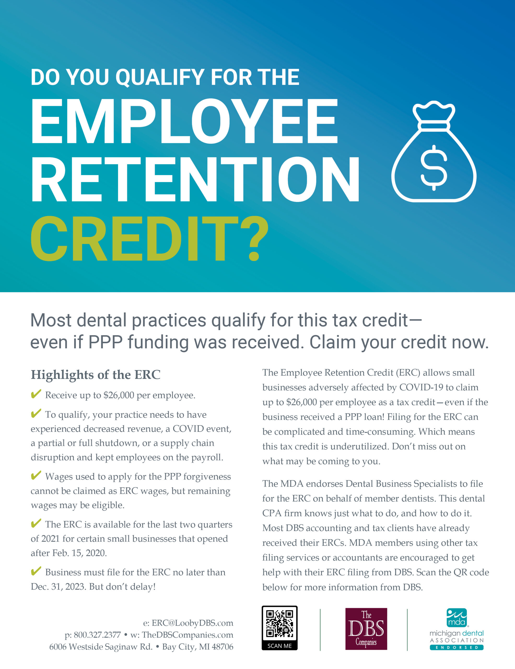  ERC Employee Retention Tax Credit Inquiry MDA Programs
